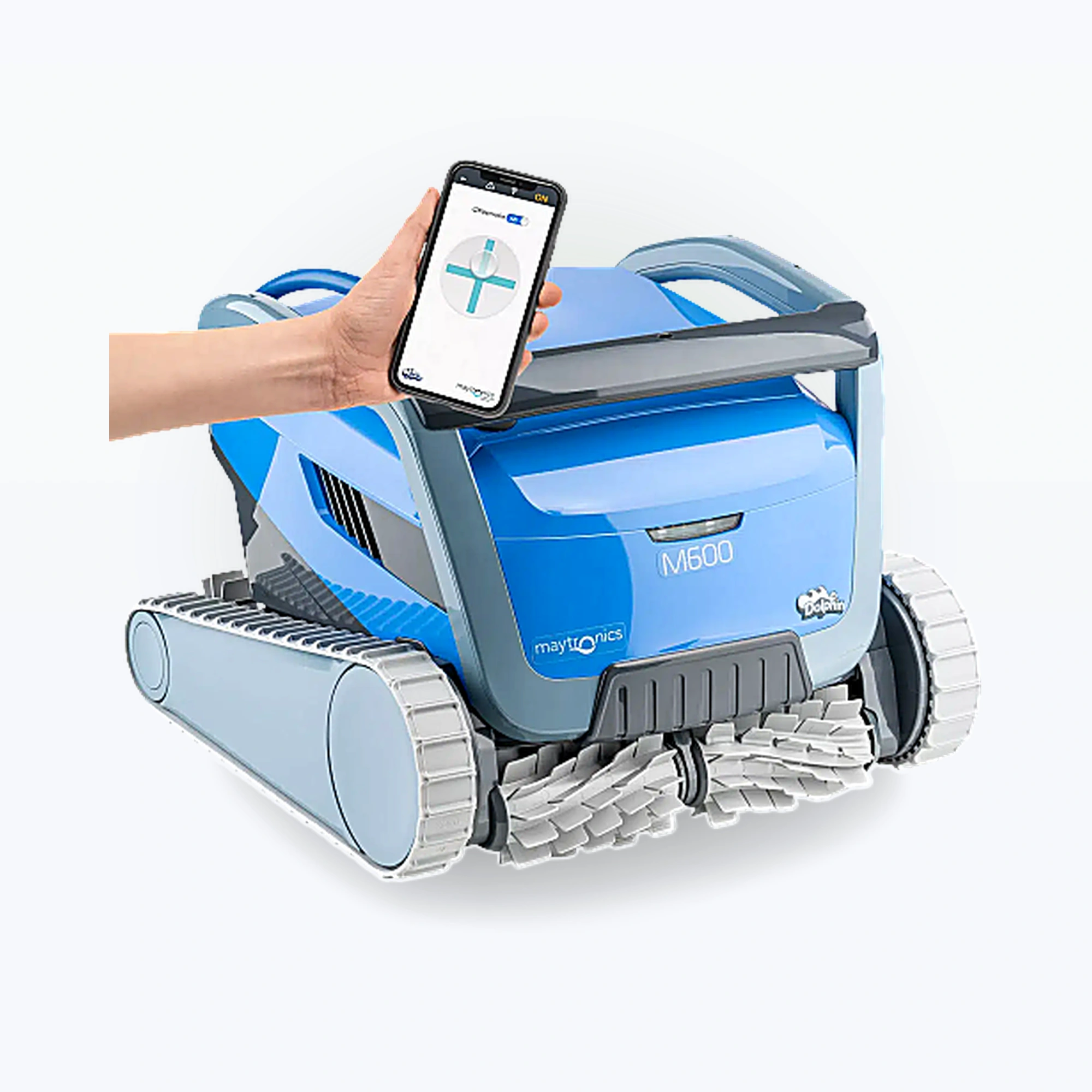 Dolphin M600 mit PVC-Bürsten und Caddy. Plus-App-Steuerung